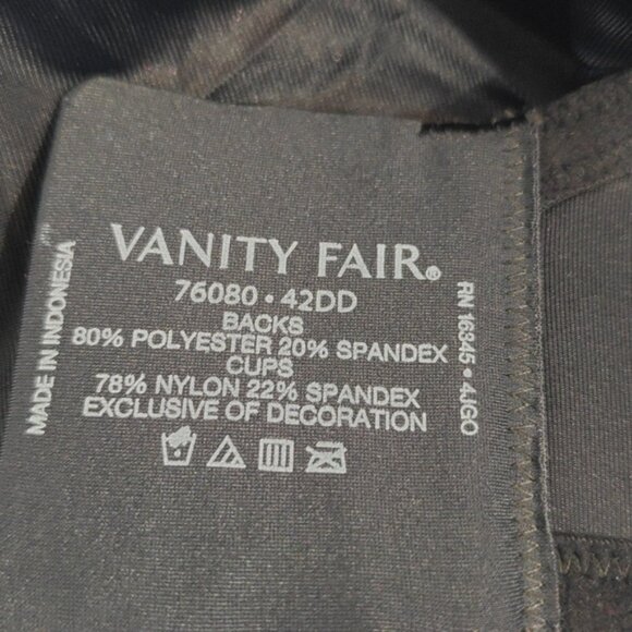 Vanity Fair 42DD Minimizer Bra Full Figure Beauty Back Smoothing Wire Black - Picture 5 of 5